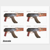 STICKER RECTANGULAIRE ARMÉE RARE AK-47 RUSSE KALASHNIKOV GUN MILITAIRE (Feuille)