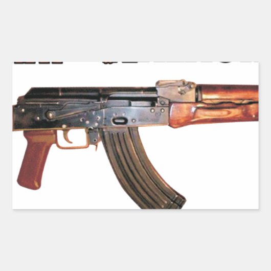STICKER RECTANGULAIRE ARMÉE RARE AK-47 RUSSE KALASHNIKOV GUN MILITAIRE (Devant)