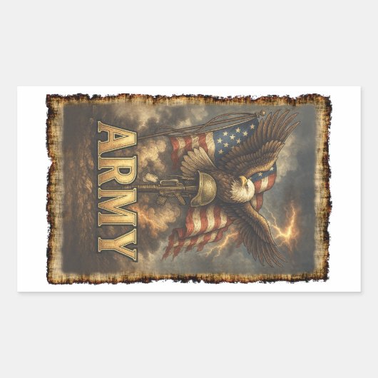 Sticker Rectangulaire Army Emblem with Flag and Eagle (Devant)