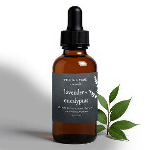 Sticker Rectangulaire Aromathérapie artisanale Essential Oil Noir Blanc