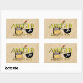Sticker Rectangulaire ARRÊT ! Avec Trésor Pirate, Parrot & Patch Oeil (Feuille)