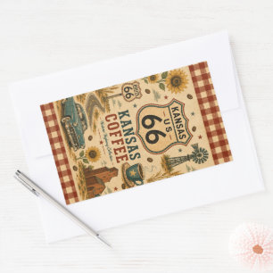 Sticker Rectangulaire Arrêt café Kansas Route 66 Charme