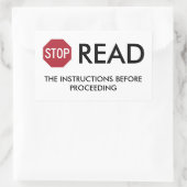 STICKER RECTANGULAIRE ARRÊTER ET LIRE (Sac)