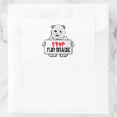 Sticker Rectangulaire Arrêter le commerce de fourrures Sad Ours Polaire (Sac)