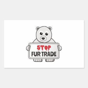 Sticker Rectangulaire Arrêter le commerce de fourrures Sad Ours Polaire