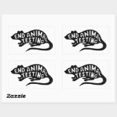 Sticker Rectangulaire Arrêter l'expérimentation animale (Feuille)