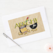 Sticker Rectangulaire ARRGH ! Avec un trésor de pirates, des perroquets  (Enveloppe)