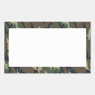 Sticker Rectangulaire Arrière - plan Camouflage de forêt militaire blanc