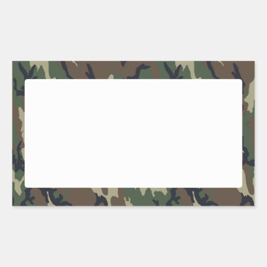 Sticker Rectangulaire Arrière - plan Camouflage de forêt militaire blanc (Devant)