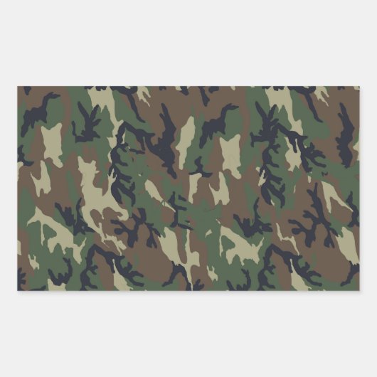 Sticker Rectangulaire Arrière - plan de Camouflage de forêt militaire (Devant)
