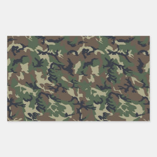 Sticker Rectangulaire Arrière - plan de Camouflage de forêt militaire