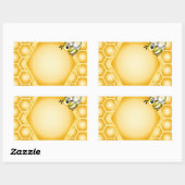 Sticker Rectangulaire Arrière - plan de nid d'abeille avec une abeille (Feuille)