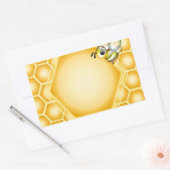 Sticker Rectangulaire Arrière - plan de nid d'abeille avec une abeille (Enveloppe)