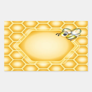 Sticker Rectangulaire Arrière - plan de nid d'abeilles avec une abeille