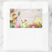 Sticker Rectangulaire Arrière - plan de Pâques avec oeufs de Pâques (Sac)