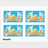Sticker Rectangulaire Arrière - plan lapin de Pâques (Feuille)