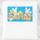 Sticker Rectangulaire Arrière - plan lapin de Pâques (Sac)