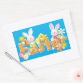 Sticker Rectangulaire Arrière - plan lapin de Pâques (Enveloppe)