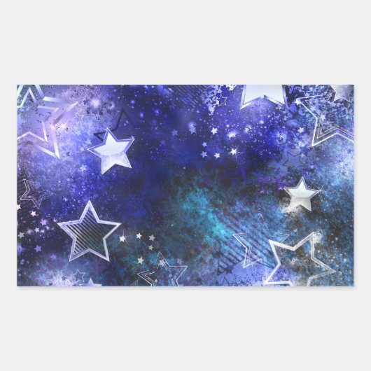 Sticker Rectangulaire Arrière - plan spatial avec étoiles (Devant)