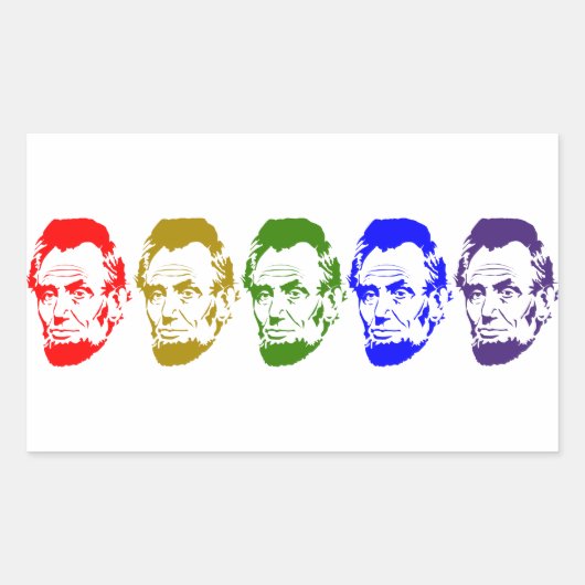 Sticker Rectangulaire Art Abstrait Abe Lincoln coloré (Devant)