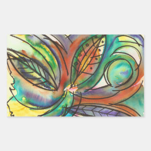 Sticker Rectangulaire Art abstrait aquarelle peint à la main sur le thèm