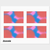 Sticker Rectangulaire art abstrait rouge rose et bleu 56789 (Feuille)