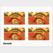 Sticker Rectangulaire Art Culturel Africain : Design Rouge Or Riche (Feuille)