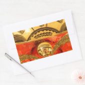 Sticker Rectangulaire Art Culturel Africain : Design Rouge Or Riche (Enveloppe)