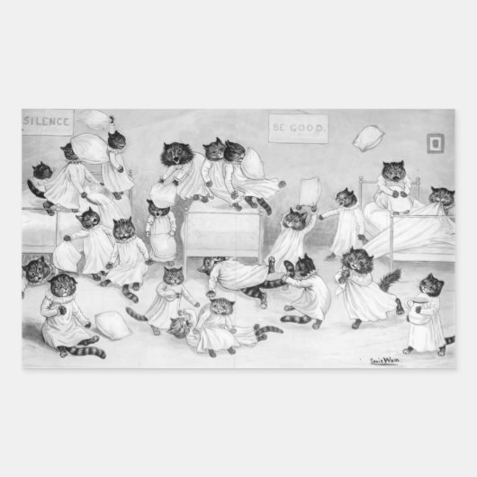 Sticker Rectangulaire Art de chat par Louis Wain 1900 (Devant)