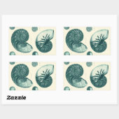 Sticker Rectangulaire Art de coquillage rouge et vert (Feuille)