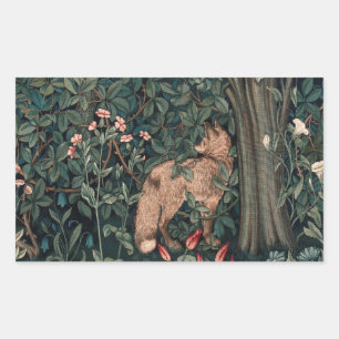 Sticker Rectangulaire Art de faune de renard de verdure de William Morri