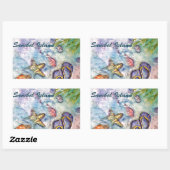 Sticker Rectangulaire Art de la Floride d'aquarelle d'île de Sanibel (Feuille)