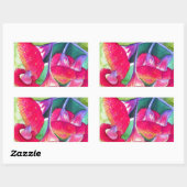 Sticker Rectangulaire Art de l'aquarelle australienne à fleurs rouges (Feuille)