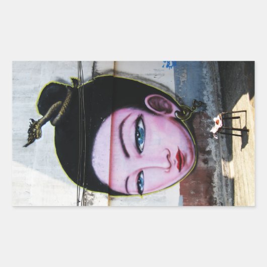 Sticker Rectangulaire Art de rue Lady Lao Graffiti (Devant)