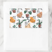 Sticker Rectangulaire Art de trait dessin chats et fleurs (Sac)