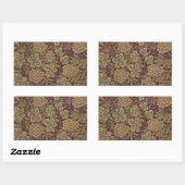 Sticker Rectangulaire Art de vigne rouge vert William Morris (Feuille)
