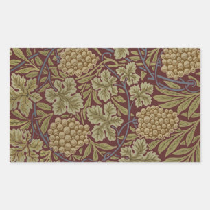 Sticker Rectangulaire Art de vigne rouge vert William Morris