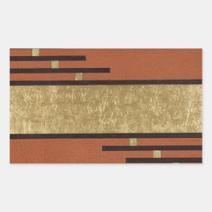 Sticker Rectangulaire Art Déco en or et beige