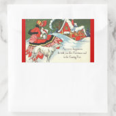 Sticker Rectangulaire Art Déco style victorien Salutation de Noël (Sac)