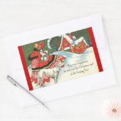 Sticker Rectangulaire Art Déco style victorien Salutation de Noël (Enveloppe)