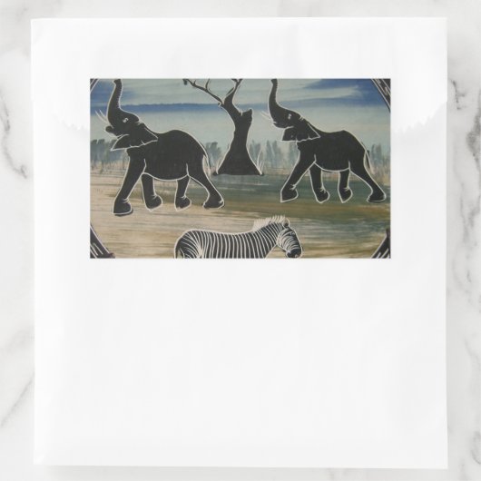 Sticker Rectangulaire Art Eléphant Africain (Sac)