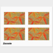 Sticker Rectangulaire Art en bambou terrestre Vintage Imprimer orange (Feuille)