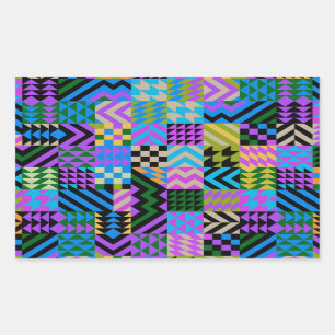 Sticker Rectangulaire Art folklorique tribal - Bleu