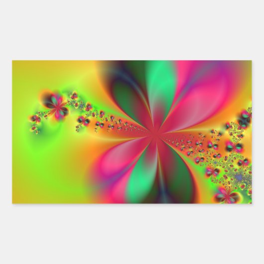 Sticker Rectangulaire Art fractal de danse de feu (Devant)