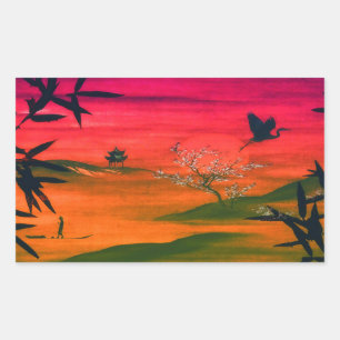 STICKER RECTANGULAIRE ART JAPONAIS