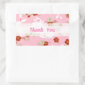 Sticker Rectangulaire Art japonais : Sakuras et lapins roses (Sac)