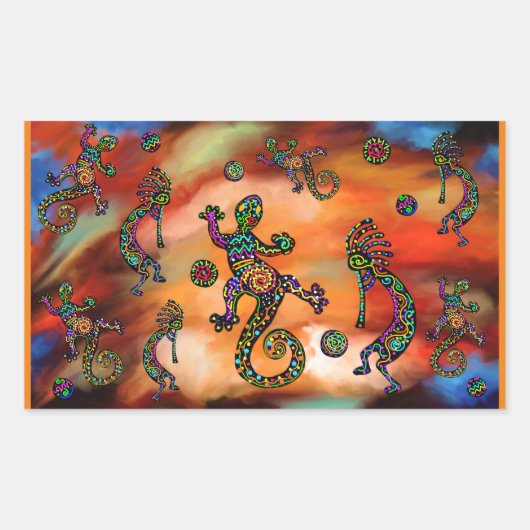 Sticker Rectangulaire Art Kokopelli (Devant)