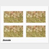 Sticker Rectangulaire Art Nouveau Alfonse Mucha fleurs d'oeillets floral (Feuille)