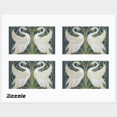 Sticker Rectangulaire Art Nouveau Swan Deux Swans (Feuille)