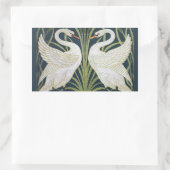 Sticker Rectangulaire Art Nouveau Swan Deux Swans (Sac)